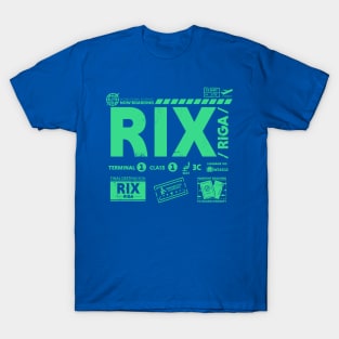 Vintage Riga RIX Airport Code Travel Day Retro Travel Tag Latvia T-Shirt